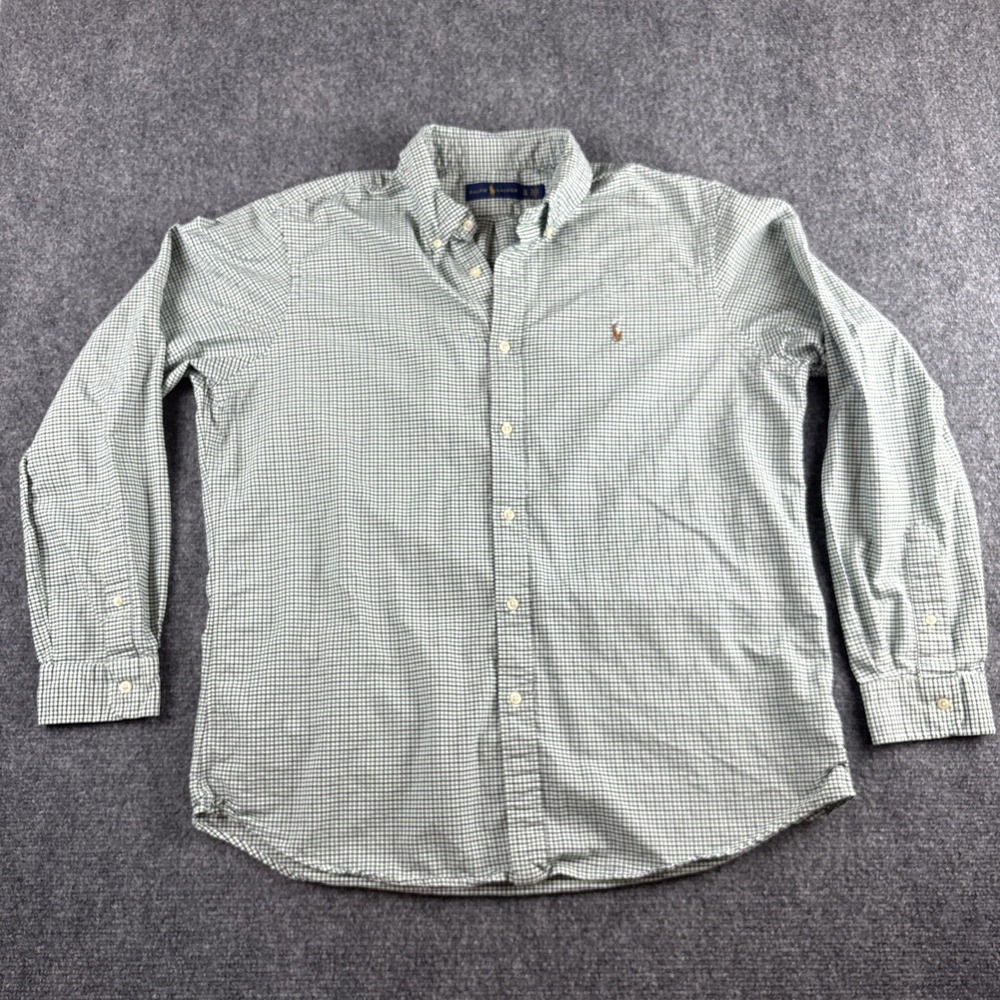 Polo Ralph Lauren Button Down Shirt Men's XL Long Sleeve Green Navy
